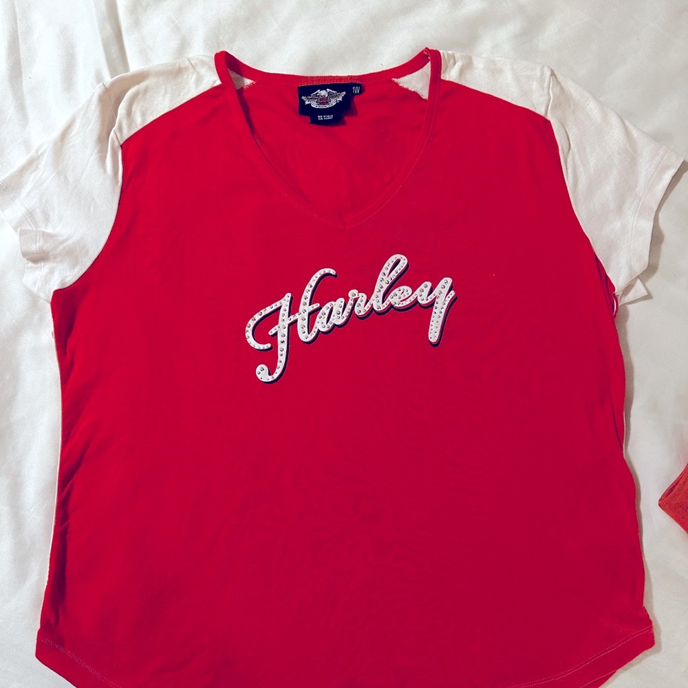 Harley-Davidson Women’s Bedazzled Short Sleeve T-Shirt Size 1W